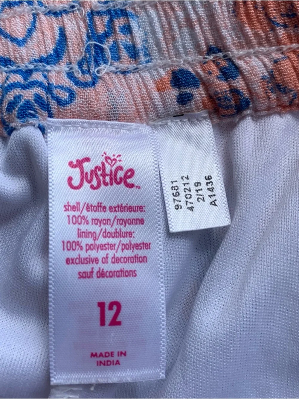 Justice Blue & Peach Floral Tiered Maxi Skirt Size 12 Rayon Flowy Lightweight